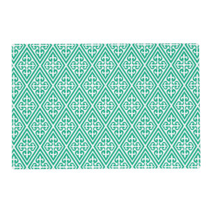 Medieval Cross Damask - Turquoise and White Placemat