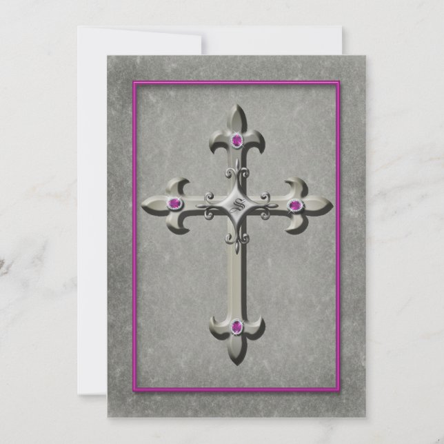 Medieval Cross Monogram Wedding Invitation (Front)