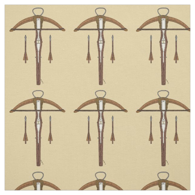 Medieval Crossbow with Bolts Fabric (Swatch)