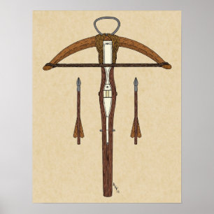 Medieval Crossbow with Bolts Poster