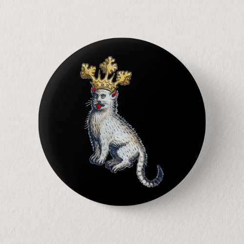 Medieval Crowned Cat Button
