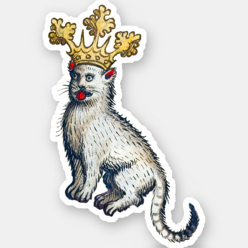 Medieval Crowned Cat Sticker
