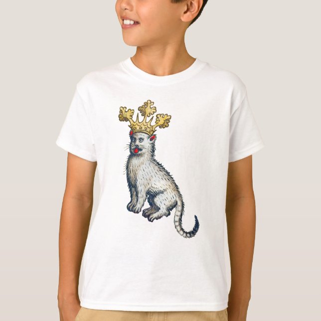 Medieval Crowned Cat T-Shirt (Front)