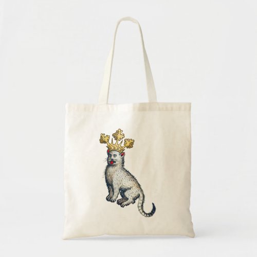 Medieval Crowned Cat Tote Bag