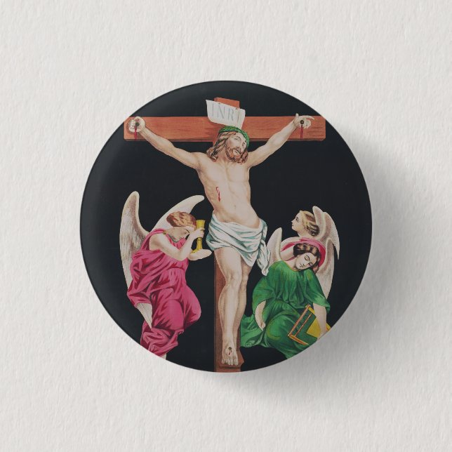 Medieval Crucifixion of Jesus Christ Button (Front)