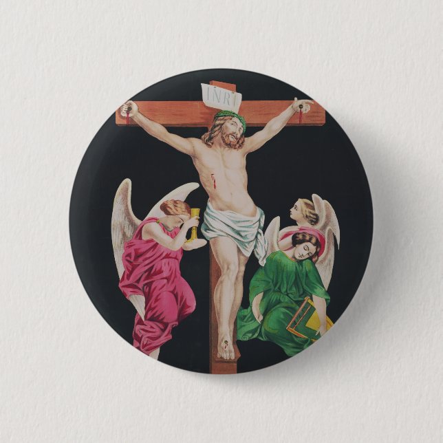 Medieval Crucifixion of Jesus Christ Button (Front)