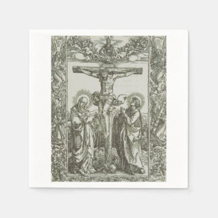 Medieval Crucifixion Of Jesus Christ Woodcut Art Napkins
