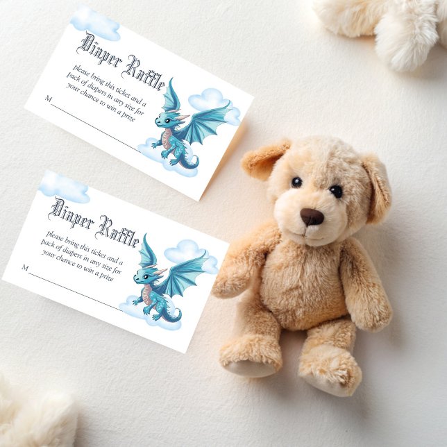 Medieval cute dragon baby shower diaper raffle enclosure card (Medieval cute baby dragon baby shower diaper raffle enclosure card fantasy dragon raffle tickets)