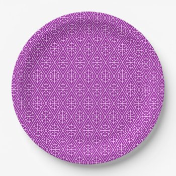Medieval Damask Diamonds  Amethyst Purple Paper Plates by Floridity at Zazzle