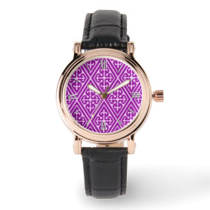 Medieval Damask Diamonds, amethyst purple Watch