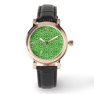 Medieval Damask Diamonds, dark pine green Watch
