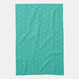 Medieval Damask Diamonds, turquoise and aqua Towel