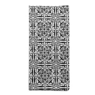 Medieval Damask Fleur-de-lis, black and white Cloth Napkin
