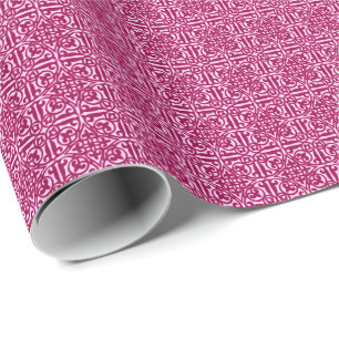 Medieval Damask Fleur-de-lis, burgundy wine Wrapping Paper