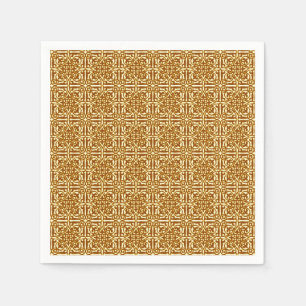 Medieval Damask Fleur-de-lis, copper and cream Paper Napkins