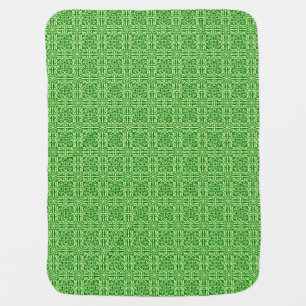 Medieval Damask Fleur-de-lis, dark pine green Swaddle Blanket