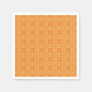 Medieval Damask Fleur-de-lis, mandarin orange Napkins