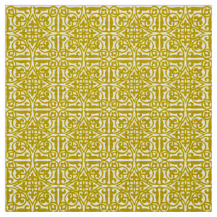 Medieval Damask Fleur-de-lis, mustard gold Fabric