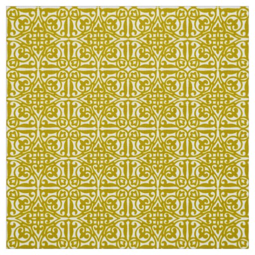 Medieval Damask Fleur-de-lis, mustard gold Fabric