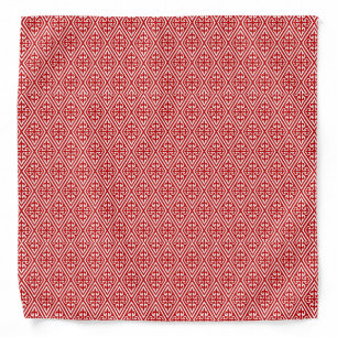 Medieval Damask Fleur-de-lis, red and white Bandana