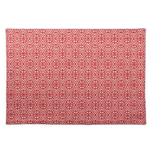 Medieval Damask Fleur-de-lis, red and white Placemat