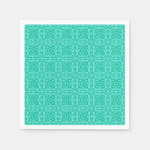 Medieval Damask Fleur-de-lis, turquoise & aqua Napkins