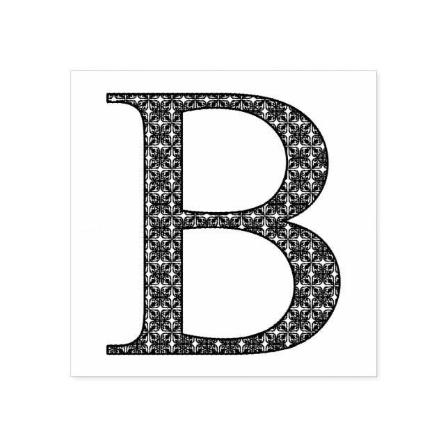 Medieval Damask Monogram Letter B Rubber Stamp (Imprint)