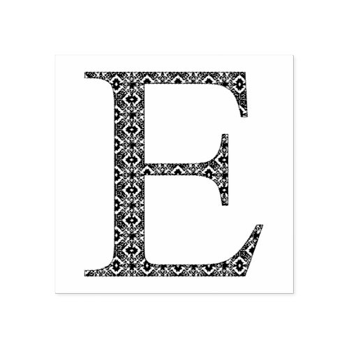 Medieval Damask Monogram Letter E Rubber Stamp