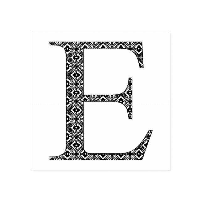 Medieval Damask Monogram Letter E Rubber Stamp (Imprint)