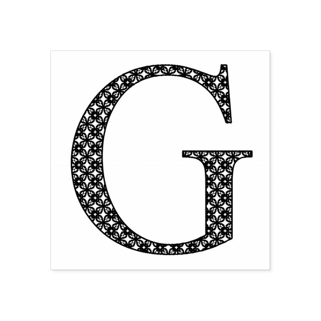 Medieval Damask Monogram Letter G Rubber Stamp (Imprint)