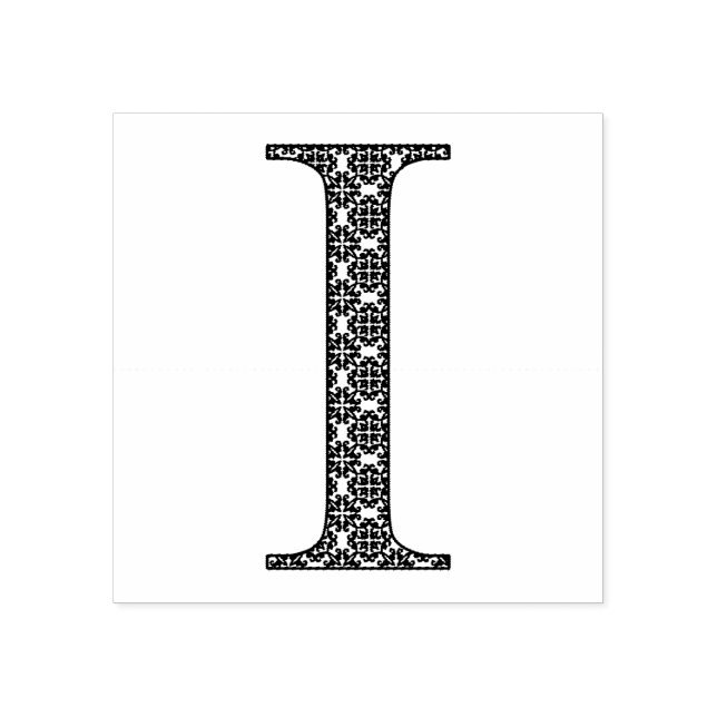 Medieval Damask Monogram Letter I Rubber Stamp (Imprint)