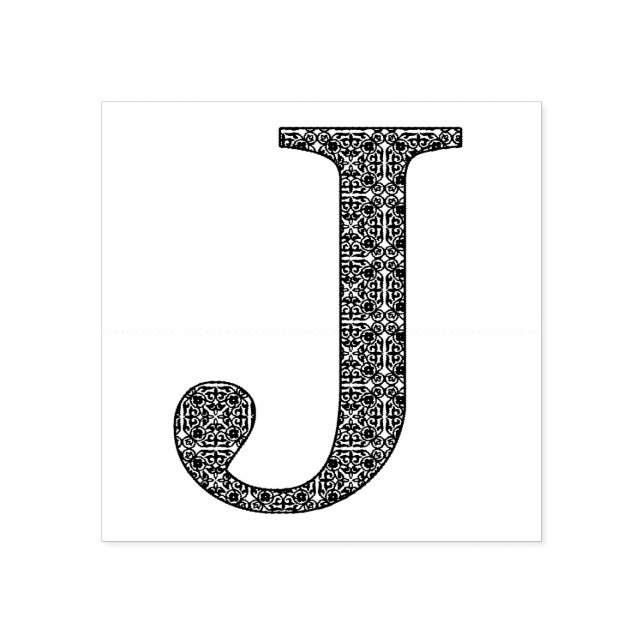 Medieval Damask Monogram Letter J Rubber Stamp (Imprint)