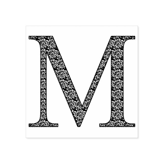 Medieval Damask Monogram Letter M Rubber Stamp (Imprint)