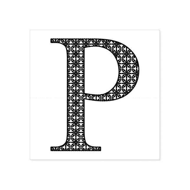 Medieval Damask Monogram Letter P Rubber Stamp (Imprint)