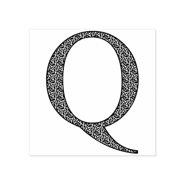Medieval Damask Monogram Letter Q Rubber Stamp (Imprint)