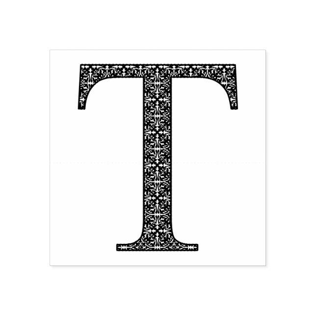 Medieval Damask Monogram Letter T Rubber Stamp (Imprint)