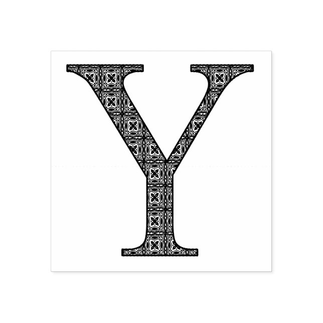 Medieval Damask Monogram Letter Y Rubber Stamp (Imprint)