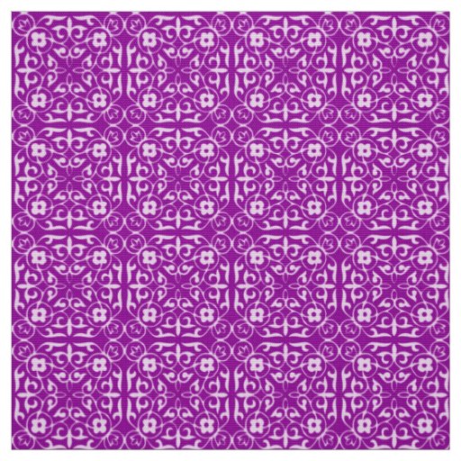 Medieval Damask pattern, amethyst purple Fabric