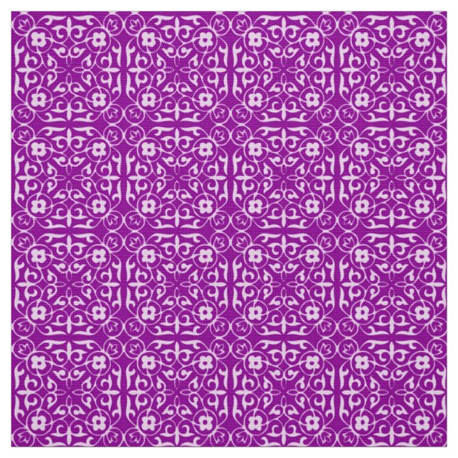 Medieval Damask pattern, amethyst purple Fabric (Swatch)