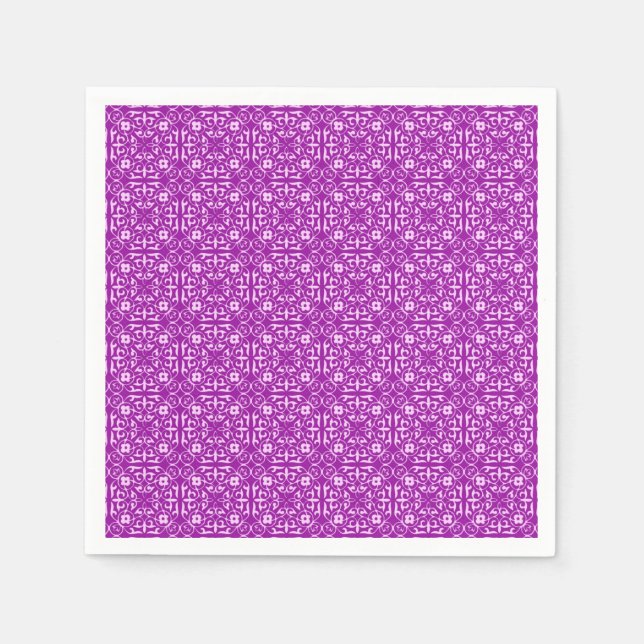 Medieval Damask pattern, amethyst purple Napkins (Front)