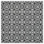 Medieval Damask pattern, black and white Fabric