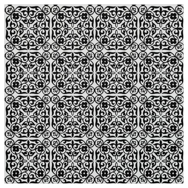 Medieval Damask pattern, silver grey Fabric Zazzle