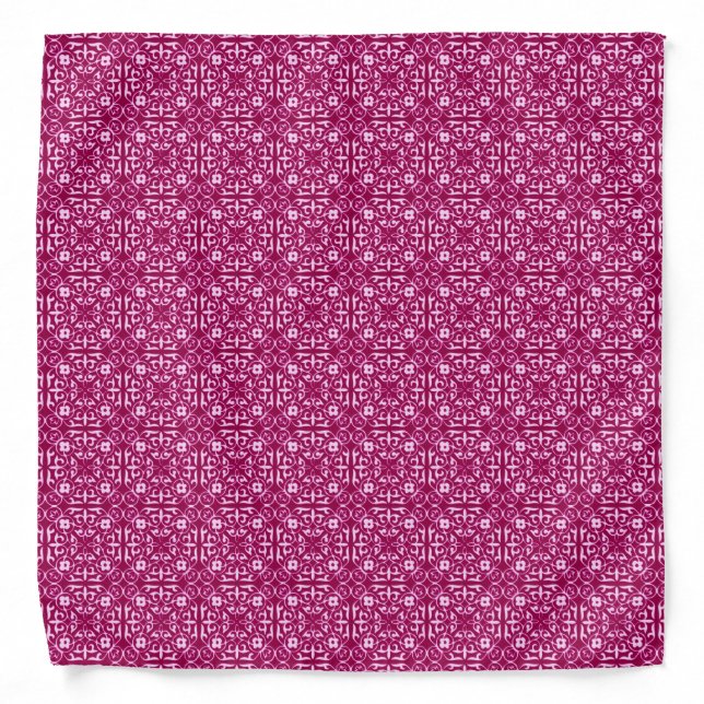Medieval Damask pattern, burgundy wine Bandana (Front)