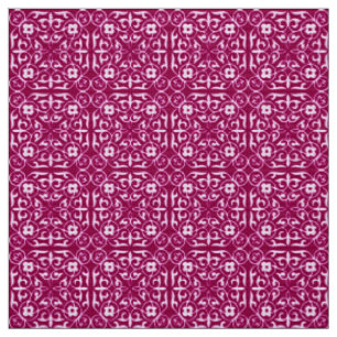Medieval Damask pattern, burgundy wine Fabric