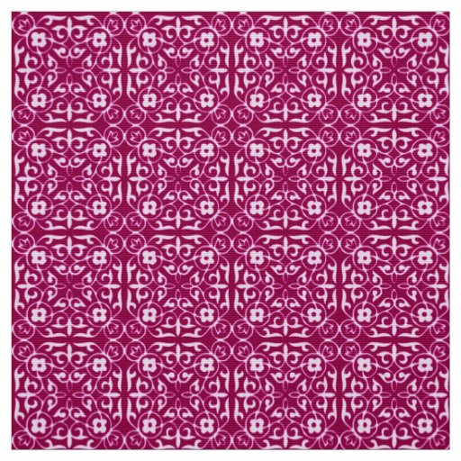 Medieval Damask pattern, burgundy wine Fabric