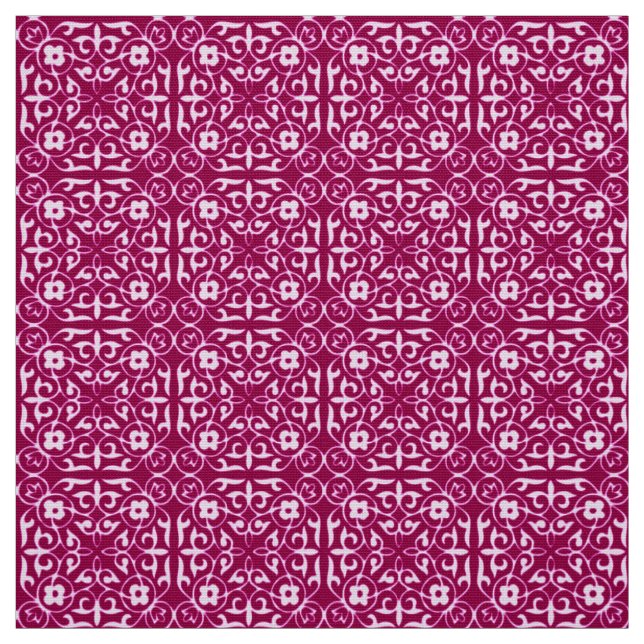Medieval Damask pattern, burgundy wine Fabric (Swatch)