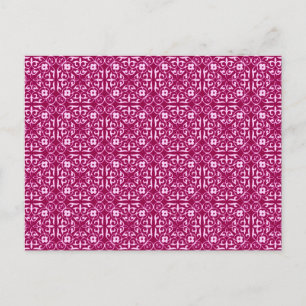 Medieval Damask pattern, burgundy wine Postcard