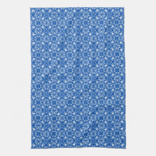 Medieval Damask pattern, cobalt blue Kitchen Towel