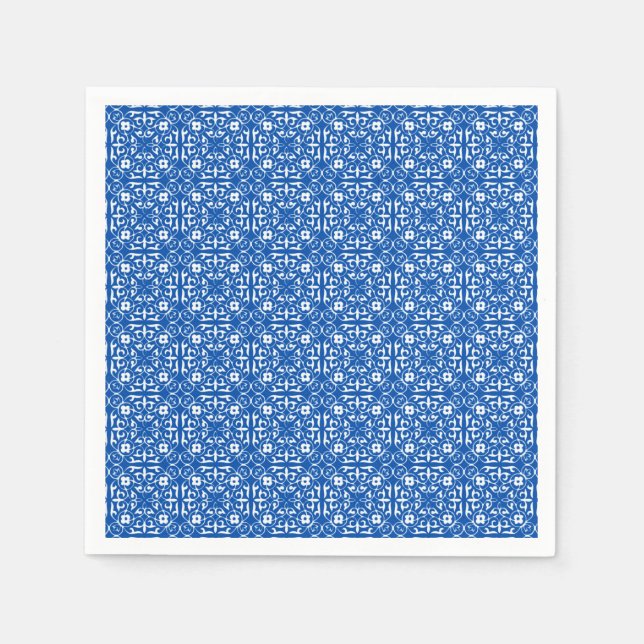 Medieval Damask pattern, cobalt blue Napkins (Front)