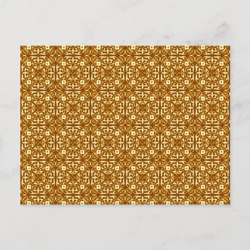 Medieval Damask pattern copper and cream Postcard